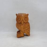 Vintage folk art hand carved wood owl figurine | Scandinavian figurine |