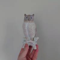 Vintage Owl Figurine Tall Lladro Style White Bird Ornament Owl Statue Figurative Kitsch Owl Figurine