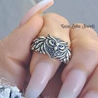 Sterling Silver Owl ring, Womens - Owl jewelry, Oxidized Celtic ring, silver ring, 925 Celtic