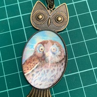 pendant for Jewelry supply handcrafted Antique Bronze Owl Pendant Glass Cabochon, DIY Project Making