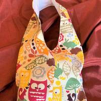 Canvas Shoulder Bag, Summer Shoulder Bag, Owl Shoulder Bag, Creature Critters Bag, Cotton lined, Sho