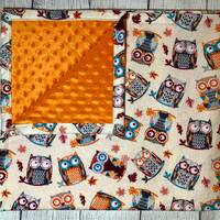 Autumn Owls Baby Blanket or Lovey - Customizable