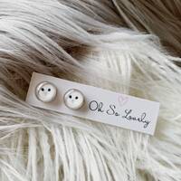 Snow owl earrings, 10mm hypoallergenic stainless steel earrings, beautiful gift