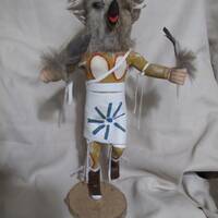Vintage late 70's early 80's  Hopi MONGWU Kachina: Signed Owl Kachina - Albert Goldtooth