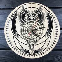 Owl wall clock, wooden bird clock, owl home decor, gift for home, unique wall clock, owl wall hangin