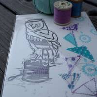 Owl Letterpress Stitch print - 5x7