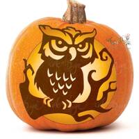 Owl in the Woods Printable Halloween Pumpkin Carving Pattern Stencil | Instant Download PDF DIY Pump