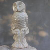 White Ceramic Owl Figurine Bird Sculpture