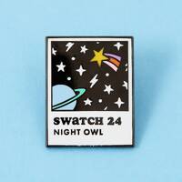 Night Owl Swatch Enamel Pin - Punky Pins // pin badge, badges, in the UK