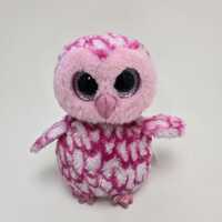 TY Beanie Boo “Pinky” the Pink Owl with Glitter Eyes - No Hang Tag (6 inch)