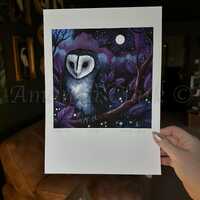 Limited Edition Owl Print "Midnight" by Amanda Clark - Fairytale Landscape Art