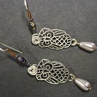 Mystical Old Owl... watches the night in peace and calm.  Handcrafted earrings, made in Michigan.