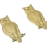 Brass Owl Earring Connectors - Raw Brass Owl Charms and Pendant - Earring Findings - Jewelry Making 