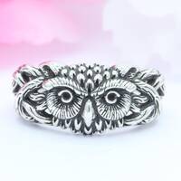 11mm Weave Celtic Owl Ring Band Oxidized Solid 925 Sterling Silver Good Luck Owl Gift Thumb Ring