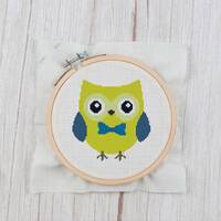 Owl with Bowtie - Cross Stitch Pattern Instant Download, Funny Animal Cross Stitch, Boy Room Decor,