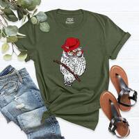 Owl Graphic Tee for Women, Funny Owl Shirt, Owl Print Shirts Casual Tops Tees, Night Owl Fan Shirt, 