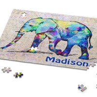 Personalized Elephant Jigsaw Puzzle, 252 Pieces Owl Puzzle For Girls, Teens and Adults. 120 Pieces E