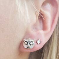 Sterling Silver & Mother Of Pearl Owl Post Earrings