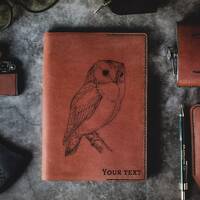 Owl bird Leather Journal Notebook Cover Barn owl Bird Gift Organizer Journals Tag Owl Bird Nature Gi