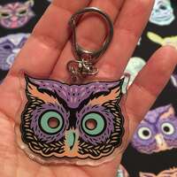 Retro Owl Mask Halloween Masquerade Acrylic Keychain Charm