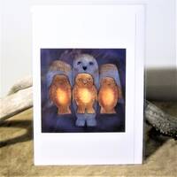 Inuit ''Family of Owls'' Native Indigenous Art Post Card & Envelope