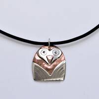 owl pendant, owl necklace, bird necklace, copper and silver owl, gifts for her, xmas presents for he