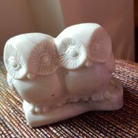 Vintage Pearlite DESIGN 2 Owls Carved Resin Statue Canada