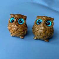 Carved Wood Owl Bead: Natural Tagua Nut, 3D Charm (27x24x21 mm)