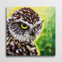 Hibou (Peinture originale unique, toile, duc, chouette, effrai, oiseau, portrait, regard intense, ve