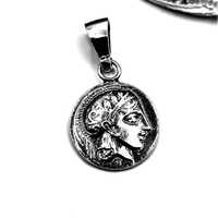 Sterling Silver 925 Ancient Greek Athena Owl Athenian Tetradrachm Coin Pendant