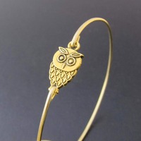 Mini Owl Bracelet Gold Tone Owl Charm Bracelet Owl Gift Women Owl Jewelry Gift Girlfriend Wise Owl B