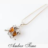 ZB0006 Amber Owls. Duo Amber Owl & Sterling Silver 925