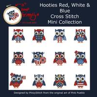 Hooties Red White and Blue Owls  Mini Collection Cross Stitch PDF Chart
