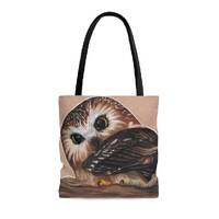 Saw Whet Owl AOP Tote Bag