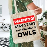 Owl Tote Bag, Tote Bag For Owl Lovers, Owl Gifts, Owl Presents, Owl Theme, Reusable Shopping Bag, Mo