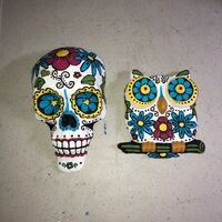 Mexican Wall Art, Traditional Design, Owl Wall Hanger, Skull Wall Hanger, Day of the Dead, Dia de lo