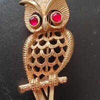 Gold-toned Metal Owl Brooch by Avon