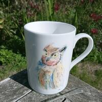 Owl mug, double sided bone china mug, raptors, bird mugs, wildlife mugs, kitchenware