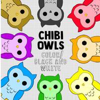 Chibi Rainbow Owls Clipart - PNG/SVG - 300 dpi