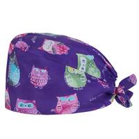 Owl Print Surgical Scrub Hat: Handmade Cotton Women's Cap