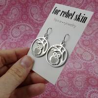 Owl dangle earrings, Hypoallergenic titanium jewelry, Winter woodland earrings, Women sensitive ears