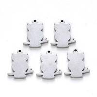 Stainless Steel Owl Silhouette Charms, 17mm x 14mm, Set of 10