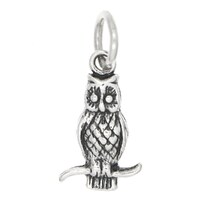 Owl Sterling Silver Oxidized One Sided Charm   -with Options