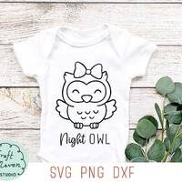 Night owl, Cute baby onesies svg, Cute owl svg, Baby animal svg, Funny baby onesies svg, Svg for bab