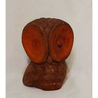 Vintage Owl with Large Eyes 3" Brown Ceramic