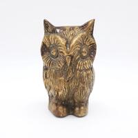 Brass Owl Paperweight Sculpture, Vintage Collectible Owl Figurine, Mentor Gift