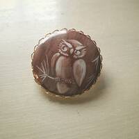 PORCELAIN OWL BROOCH  Vintage