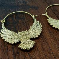 Mystical Gold Owl Earrings Bohemian Boho Jewelry