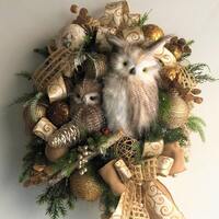 Christmas Owl Wreath, Christmas Wreath, Snowy Christmas Wreath, Christmas Decor, Snowy owl Wreath, R