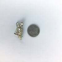 Vintage 50s brooch | Vintage owl clear rhinestone brooch | 1950's bird costume jewelry brooch
